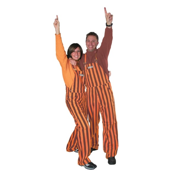 Maroon and Orange Striped Virginia Tech GAME BIBS Overalls - Picture 2 of 3